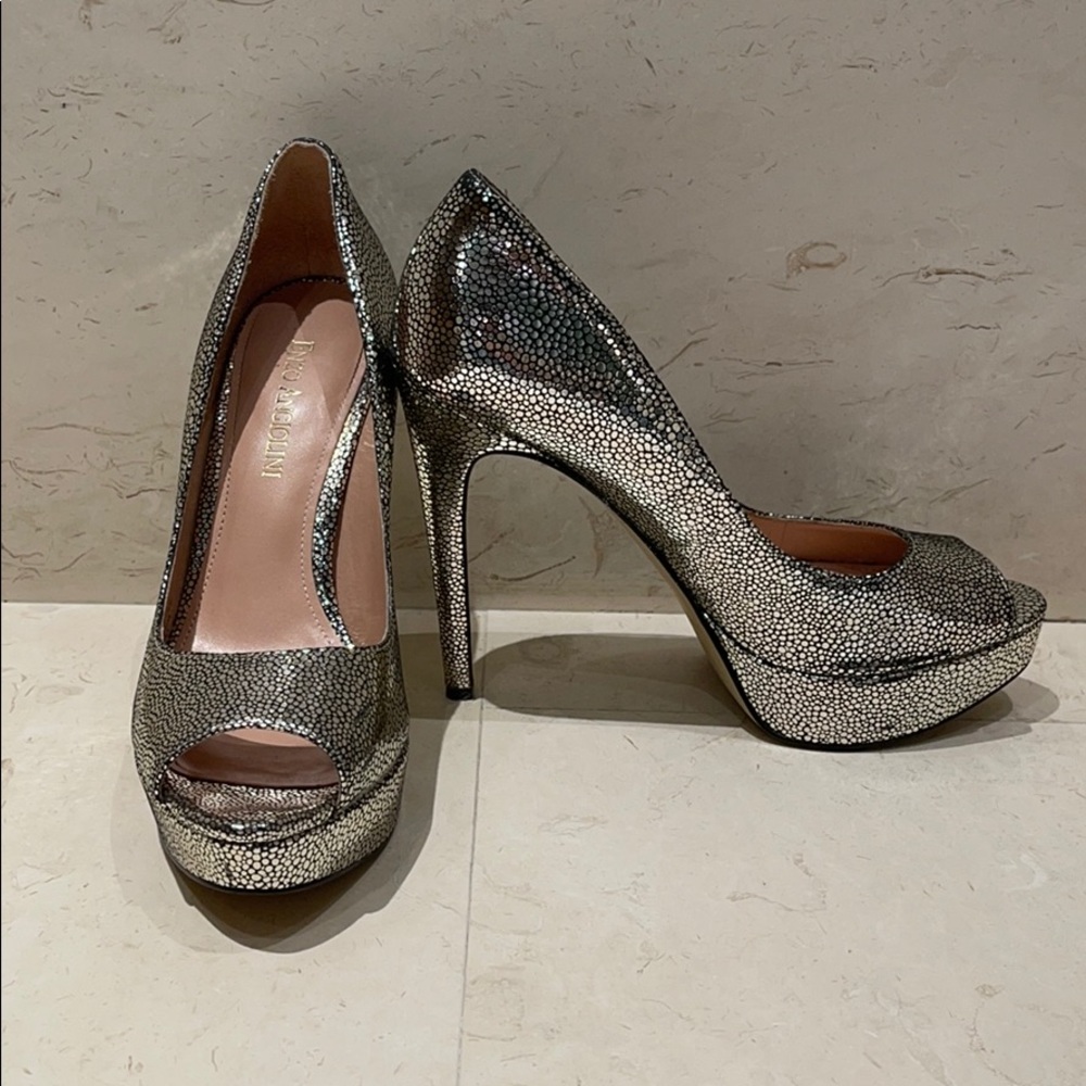 Enzo Angiolini Silver Stilettos